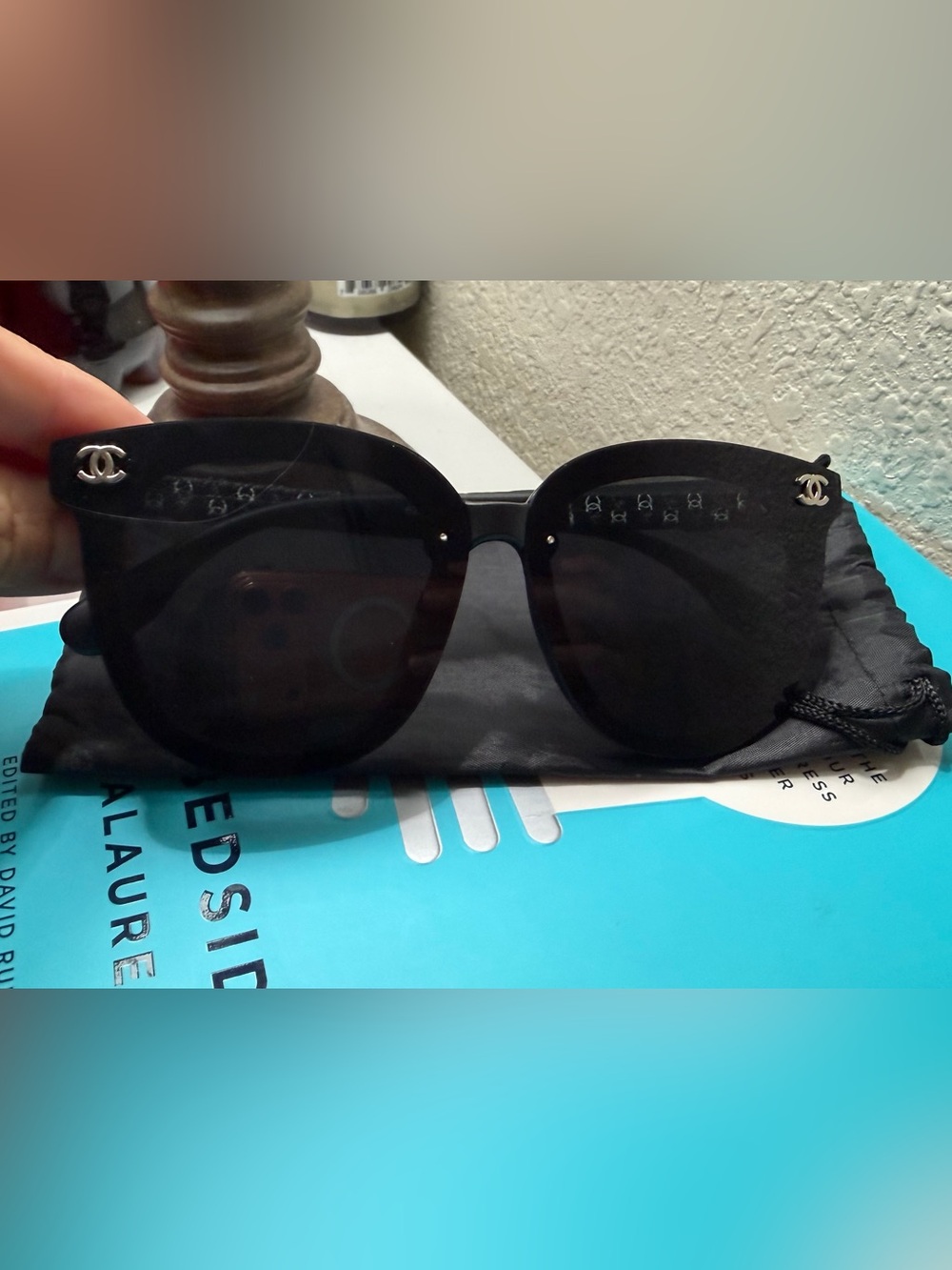 CHANEL Black Oversized Round Women's Sunglasses